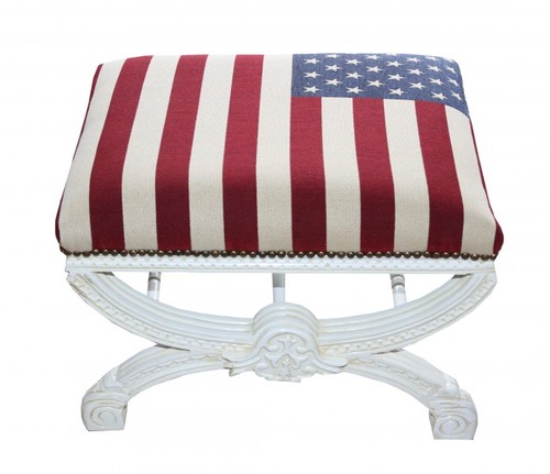 Casa Padrino Barock Sitzhocker / Kreuzhocker USA Design / Wei�