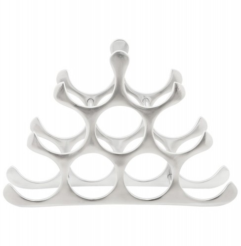 Casa Padrino Designer Weinregal f�r 9 Flaschen aus poliertem Aluminium H�he: 30 cm, Breite: 44 cm, Tiefe: 13 cm - Flaschenhalter, Flaschenablage