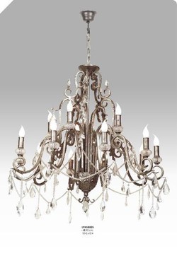 Casa Padrino Luxus Barock Kronleuchter mit echten Glaskristallen Silber Antik-Look, 10 Flammiger L�ster, Durchmesser 90 cm - feinste Qualit�t