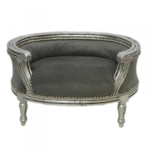 Casa Padrino Barock Hunde & Katzen Sofa Grau /Silber Hundebett & Katzenbett