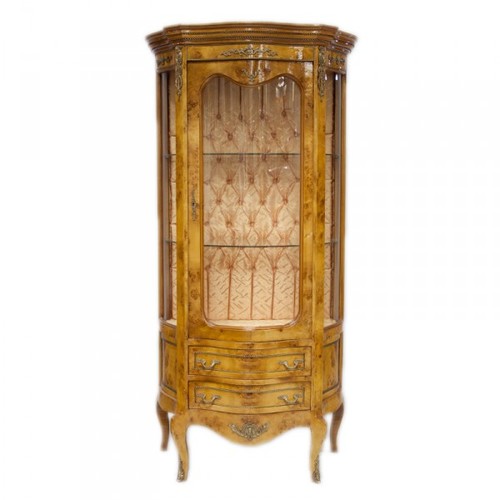 Casa Padrino Barock Vitrine Hellbraun 88 x H. 180 cm - Massivholz Vitrinenschrank - Wohnzimmerschrank - Barock M�bel