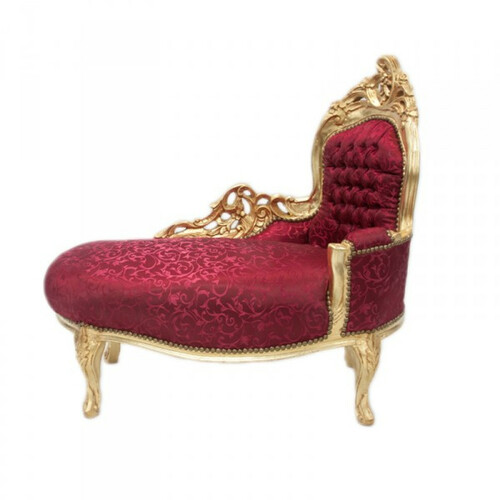 Casa Padrino Barock Kinder Chaiselongue Bordeauxrot Muster/Gold  - Kinderm�bel