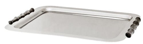 Casa Padrino Luxus Tablett Rechteckig Edelstahl vernickelt Bamboo 55 x 42.5 cm - Luxury Collection - 5 Sterne Gastronomie Einrichtung