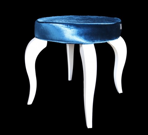 Casa Padrino Barock Sitzhocker T�rkis / Wei� - Designer Rundhocker - Luxus Qualit�t