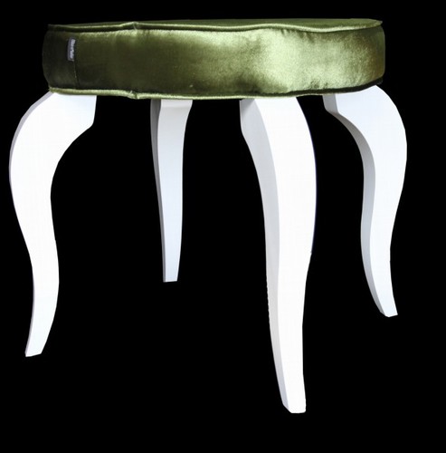 Casa Padrino Barock Sitzhocker Gr�n / Wei� - Designer Rundhocker - Luxus Qualit�t - Hocker