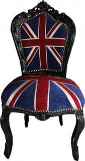 Casa Padrino Barock Esszimmer Stuhl Union Jack / Schwarz - M�bel Antik Stil