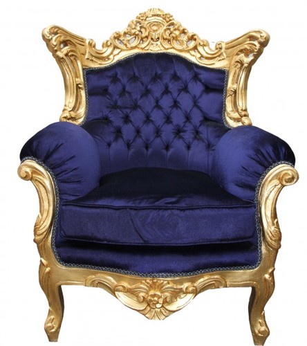 Casa Padrino Barock Sessel Al Capone Mod2  Royalblau/Gold