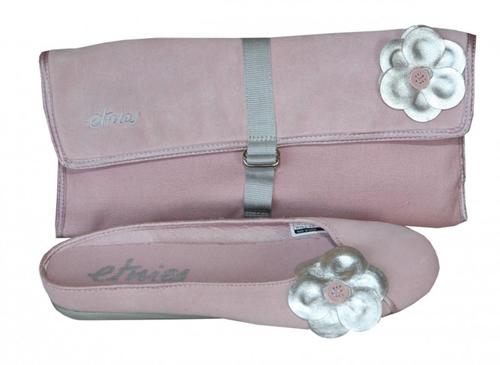 Etnies Skateboard Damen Ballerinas Pixie Rosa/Silber  + Clutch Tasche Rosa/ Silber 1 B Ware