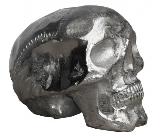 Casa Padrino Totenkopf Skulptur Aluminium 16x 5 x H 13 cm Skull