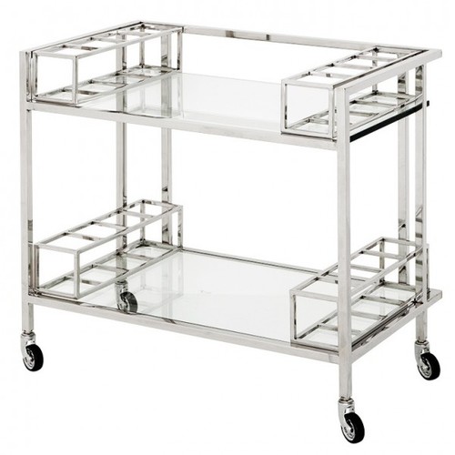 Casa Padrino Luxus Bar Trolley Servierwagen aus Edelstahl und Glas 80 x 48 x H. 77 cm - Luxus Hotel & Restaurant Einrichtung M�bel