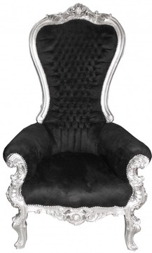 Casa Padrino Barock Thron Sessel Majestic Mod1 Schwarz/Silber - Riesensessel -Thron Stuhl Tron