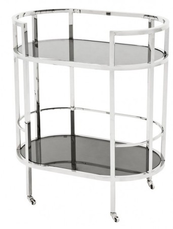 Casa Padrino Luxus Bar Trolley Servierwagen aus Edelstahl und Glas 70 x 43 x H. 81 cm - Luxus Hotel & Restaurant Einrichtung M�bel