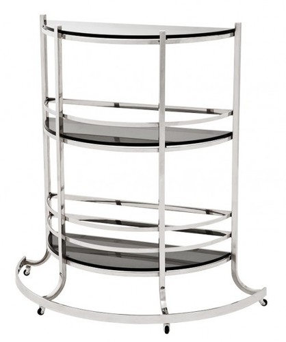Casa Padrino Luxus Bar Trolley Servierwagen aus Edelstahl und Glas 95 x 42,5 x H. 100 cm - Luxus Hotel & Restaurant Einrichtung M�bel