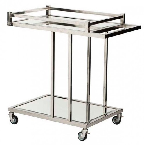 Casa Padrino Luxus Bar Trolley Servierwagen aus Edelstahl und Glas 78 x 46 x H. 79 cm - Luxus Hotel & Restaurant Einrichtung M�bel