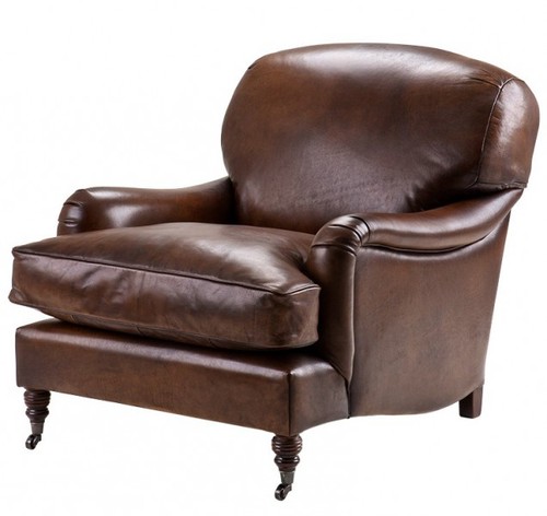 Chesterfield Luxus Echt Leder Ohrensessel Vintage Leder Dunkelbraun von Casa Padrino - Club Sessel
