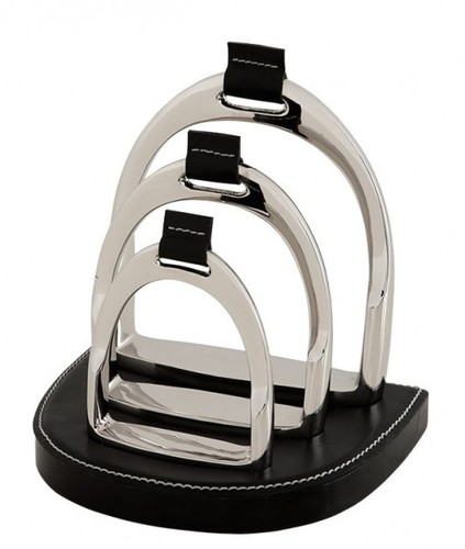 Casa Padrino Luxus Briefst�nder Echtleder Schwarz - Leder St�nder Briefe Visitenkarten - B�ro Accessoire