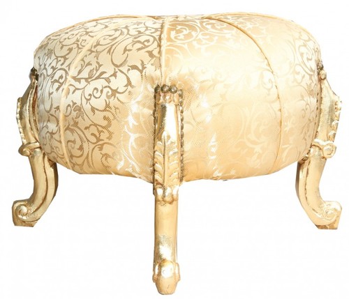 Casa Padrino Barock Sitzhocker-  Rundhocker- Gold Muster/ Gold- Barock M�bel