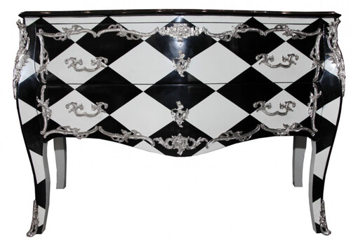 Casa Padrino Barock Kommode Karo Design 130cm - Unikat- Antik Look 