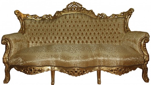 Casa Padrino Barock Sofa 3er  Master Gold Muster /Gold- Antik M�bel 
