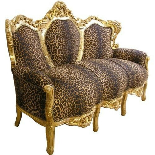 Casa Padrino Barock Sofa Leopard/Gold - M�bel Antik Stil Barock Tiger Leo Couch