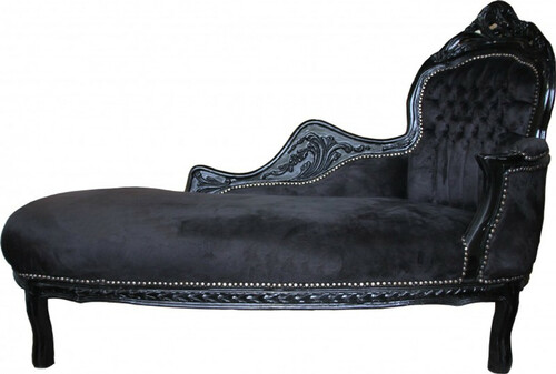 Casa Padrino Barock Chaiselongue King Schwarz / Schwarz Mod2