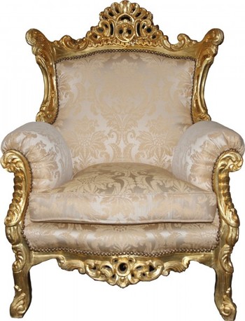 Casa Padrino Barock Sessel Al Capone Mod2 Creme / Gold M�bel - Antik Stil