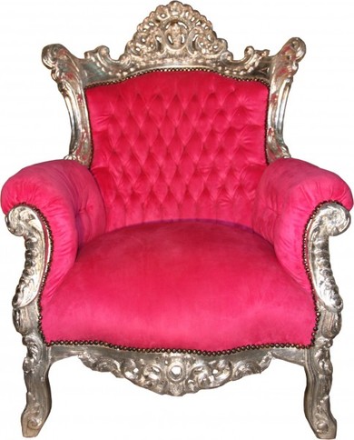 Casa Padrino Barock Sessel Al Capone Pink/Silber