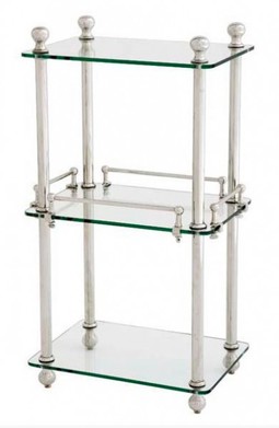 Casa Padrino Badezimmer Luxus Regalschrank vernickelt - Glasregal Badregal Regal Schrank Glas