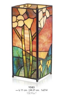 Casa Padrino Tiffany Tischleuchte Breite 11cm, H�he 27cm Mosaik Leuchte Lampe Hockerleuchte