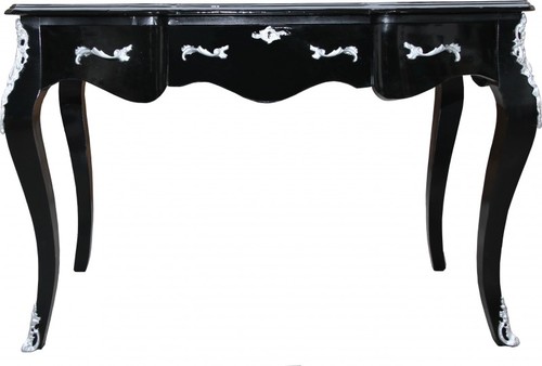 Casa Padrino Luxus Barock Sekret�r Schwarz/Silber  120 x 80 x 58 cm - Damen Schreibtisch 