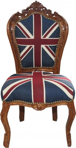 Casa Padrino Barock Esszimmer Stuhl Union Jack / Braun - M�bel Antik Stil