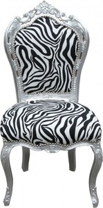 Casa Padrino Barock Esszimmer Stuhl Zebra/Silber Mod2 - M�bel - Barockm�bel