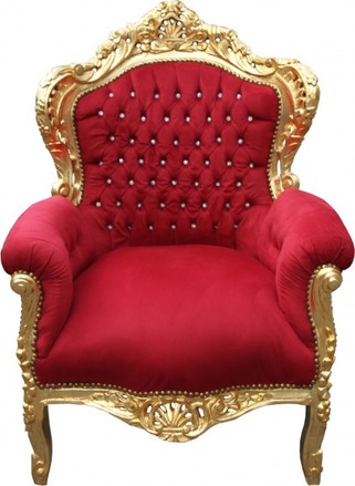 Casa Padrino Barock Sessel King Bordeaux/Gold mit Bling Bling Glitzersteinen Mod2