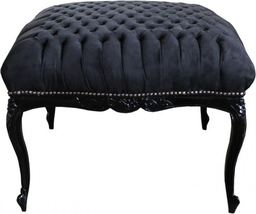 Casa Padrino Barock riesen Sitzhocker Schwarz / Schwarz 88 x 88 x H. 66 cm - Barock M�bel