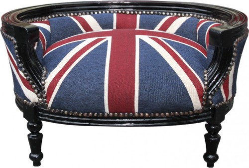 Casa Padrino Barock Hunde & Katzen Sofa Union Jack/Schwarz - Hundebett & Katzenbett