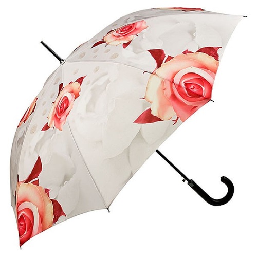 MySchirm Designer Regenschirm Motivschirm Rosen Creme - Eleganter Stockschirm - Luxus Design - Automatikschirm