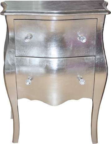 Casa Padrino Barock Kommode Silber Antik Look H 78 cm, B 62 cm, T 36 cm 