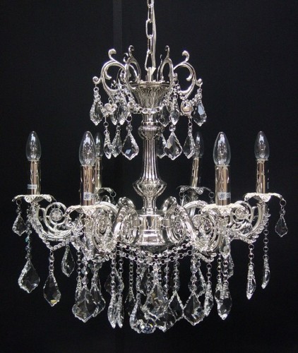 Casa Padrino Barock Kristall Kronleuchter 6-Flammig Silber - H�ngeleuchte L�ster H�ngelampe Deckenlampe