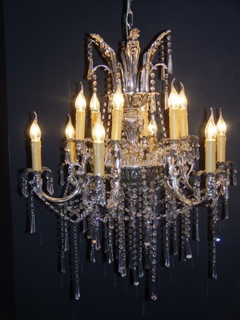 Casa Padrino Barock Kristall Kronleuchter 12-Flammig Silber ModK2 - H�ngeleuchte L�ster H�ngelampe Deckenlampe