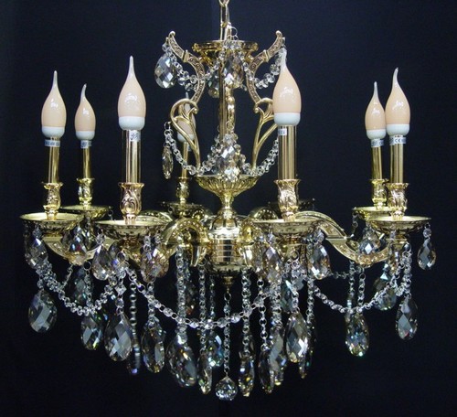 Casa Padrino Barock Kristall Kronleuchter 8-Flammig Gold ModK7 - H�ngeleuchte L�ster H�ngelampe Deckenlampe