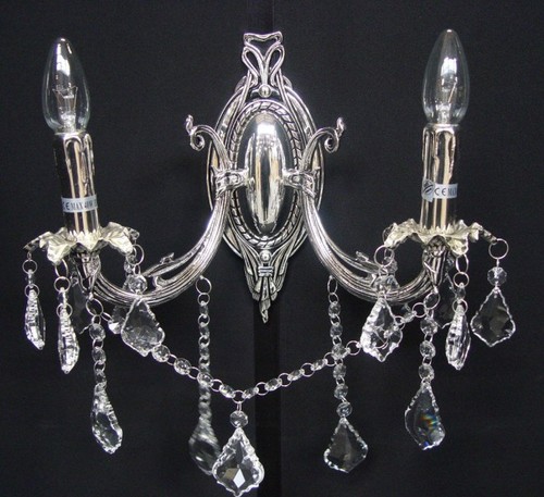 Casa Padrino Barock Kristall Wandleuchter 2-Flammig Silber ModK9 - Wandlampe Wand Beleuchtung