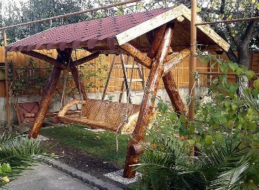 Casa Padrino Garten Schaukel Rustikal �berdacht Hollywood Schaukel Mod S1 - Eiche Massivholz - Echtholz Massiv