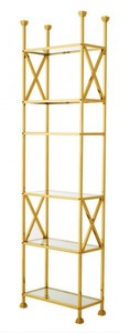 Casa Padrino Luxus Regal Schrank Edelstahl Gold mit Glasb�den B 65 x H 230 cm B�cherregal Regal Schrank - Art Deco M�bel