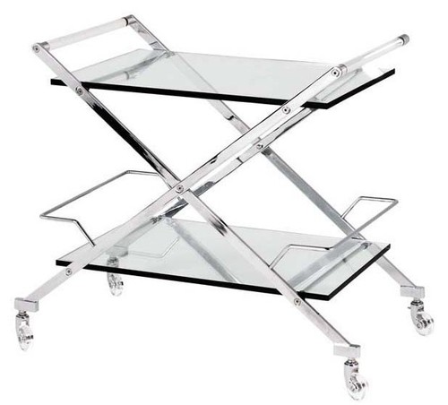 Casa Padrino Luxus Bar Trolley Servierwagen aus Edelstahl und Glas 77 x 48 x H. 76 cm - Luxus Hotel & Restaurant Einrichtung M�bel B!