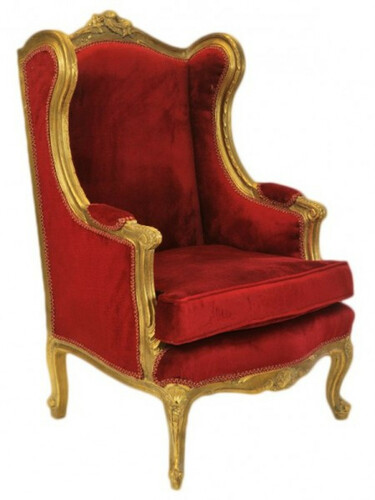 Casa Padrino Barock Lounge Thron Sessel Bordeaux Rot / Gold - Ohren Sessel - Ohrensessel Tron Stuhl