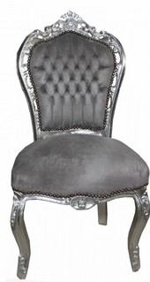 Casa Padrino Barock Esszimmer Stuhl Grau / Silber - Antik Stil - M�bel