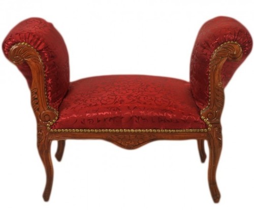 Casa Padrino Barock Schemel Hocker Bordeaux Muster / Braun - Sitzbank M�bel