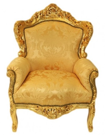 Casa Padrino Barock Sessel King Gold Muster / Gold Bouquet - M�bel Antik Stil