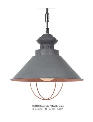 Casa Padrino H�ngeleuchte Deckenleuchte Betonfarben / Bronzefarben Industrial Design 34 cm Durchmesser - Industrie Lampe Leuchte Industrieleuchte