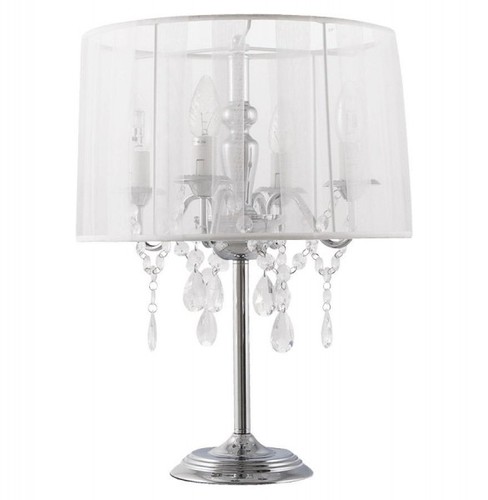 Casa Padrino Barock Hockerleuchte mit Kristall-Deco, 4-Flammig, Wei�, nostalgische Tischleuchte, Leuchte Lampe 